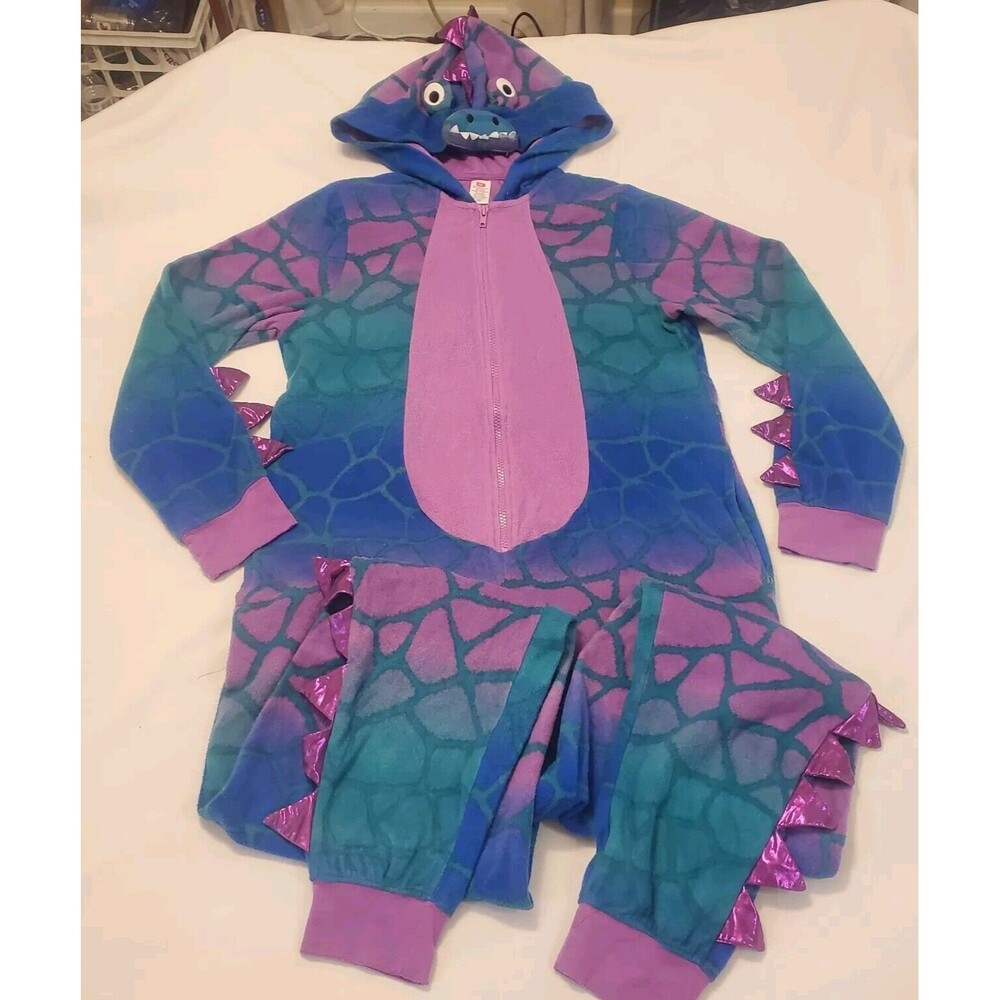 Dragon Purple Youth Halloween Costume Sleepwear Pajamas One Piece ZIP Sz M/L